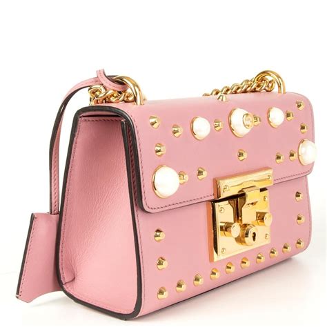 gucci small padlock studded leather shoulder bag pink|gucci padlock bag medium.